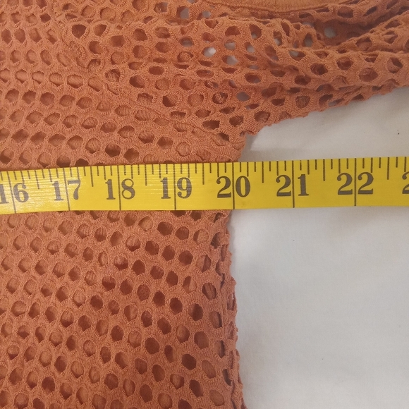 Casting Size Large Orange Long sleeve Top Mesh cold shoulder - Picture 8 of 8